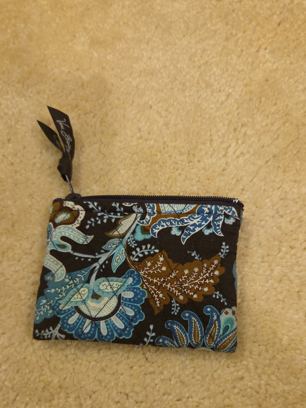 Vera Bradley Brown and Blue Paisley Quilted Coin Pouch